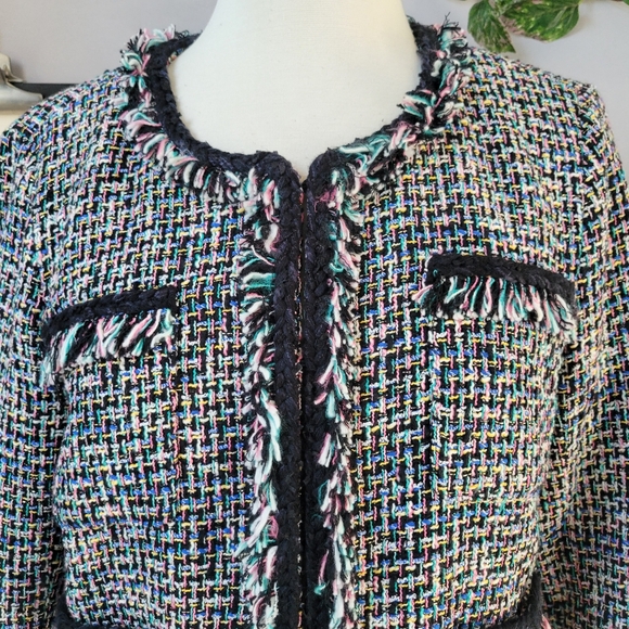 J. Crew Metallic Tweed Lady Jacket Blazer Rainbow Multicolor Black 8 - Picture 4 of 16